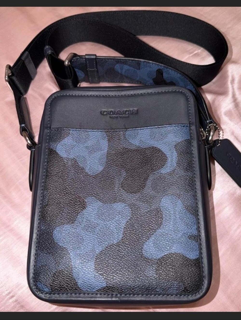 Coach Men’s Blue Black Camo Messenger Crossbody